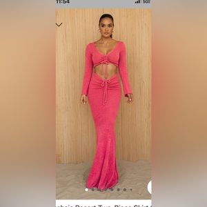 Fuchsia Resort Two Piece Skirt Set